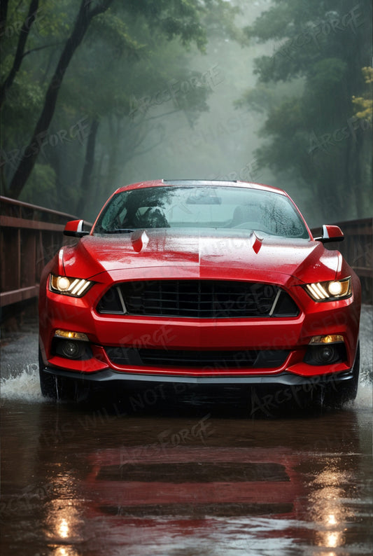 Mustang in the Rain