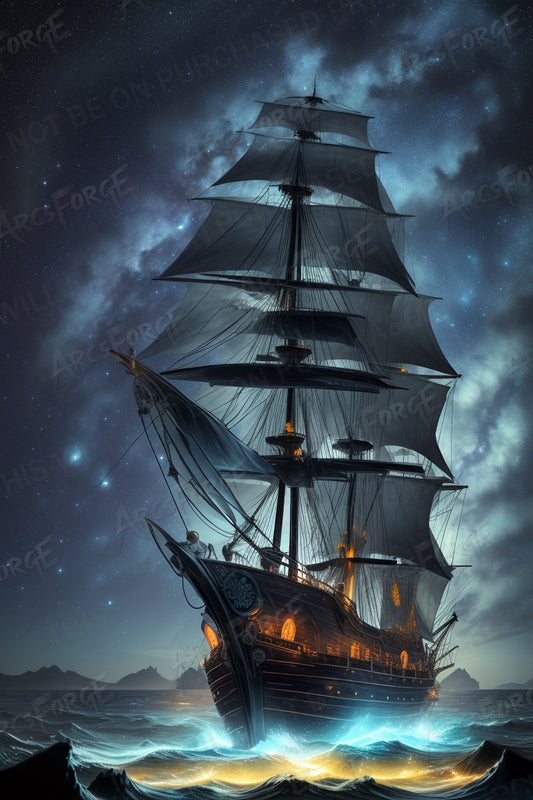 Ship Sail Night Sky HD