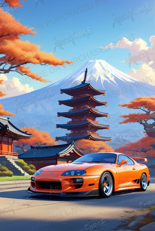 Toyota Supra MK4 Metal Wall Art – Iconic JDM Legend | HD Glossy Print for Car Lovers